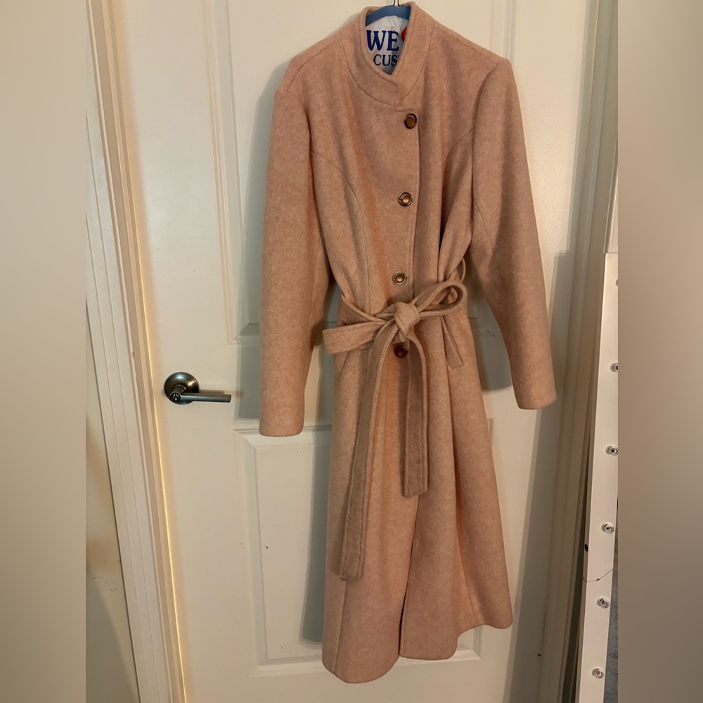 Elegant Bespoke Pink Belted Coat